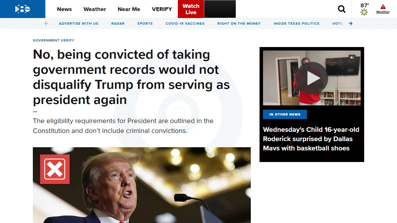 Taking government records doesn’t disqualify Trump presidency | wfaa.com